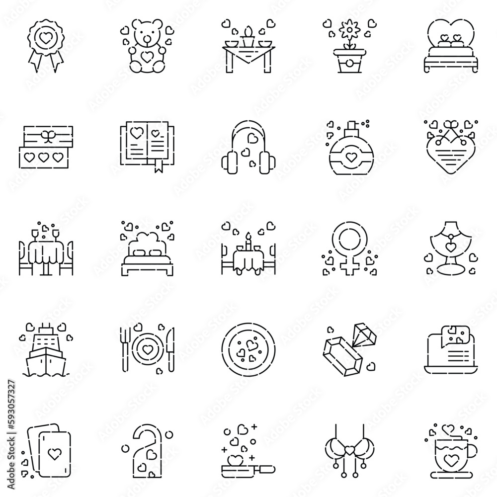 A set pack of Love icons set. The collection includes for mobile app. web design. in a moment of celebration. Valentine's Day.