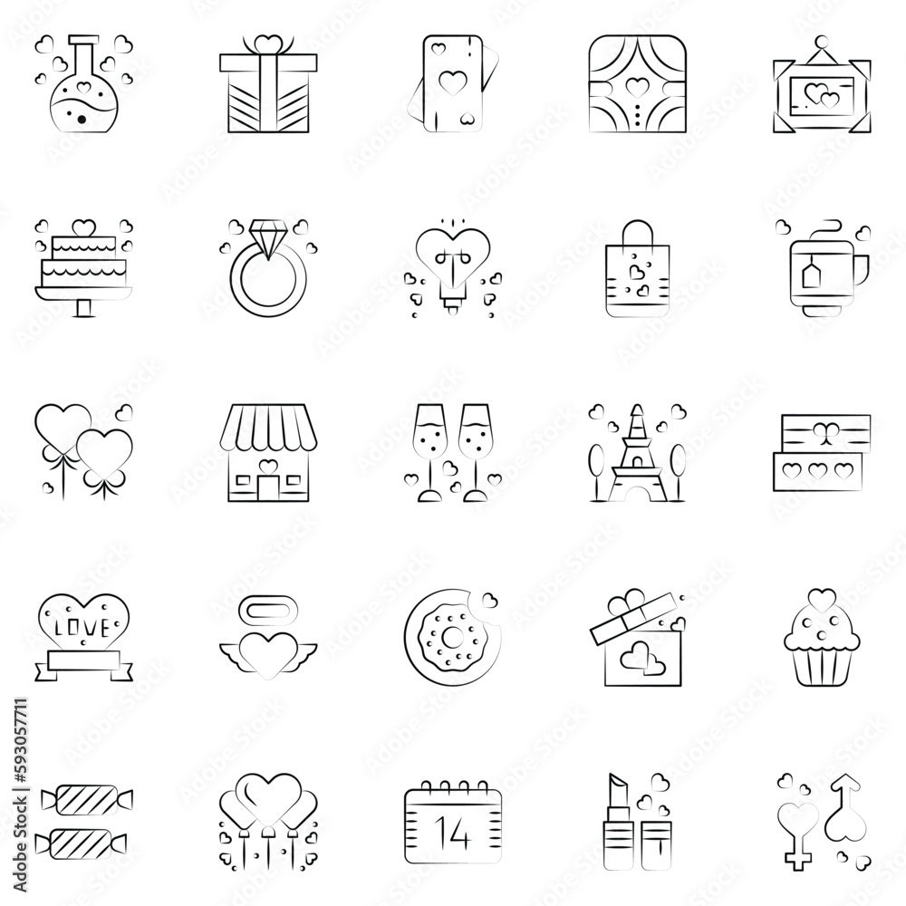 Wedding celebration icons collection. UI icon set.