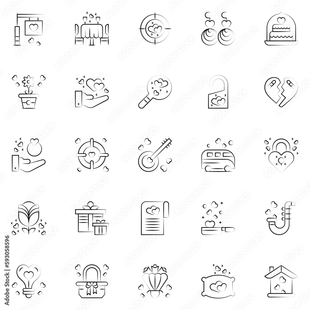 Set of love Icons. Line art Vector illustration. Set of love Icons. Line art Vector illustration.