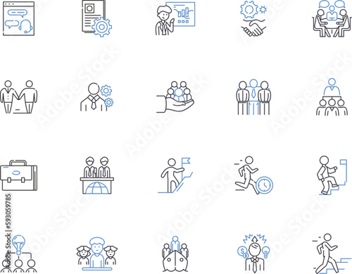 Personal growth outline icons collection. Development, Progress, Improvement, Expansion, Strengthening, Transformation, Advancement vector and illustration concept set. Augmentation, Amplification