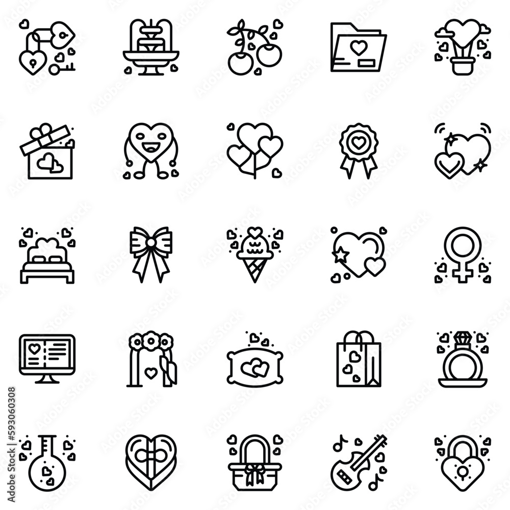 Set of wedding icons. web icons bundle. vector illustration.