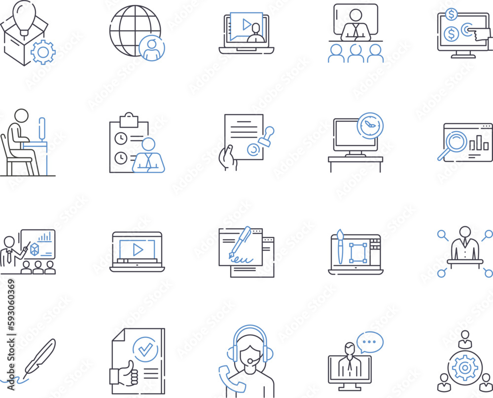 Management and workflow outline icons collection. Workflow, Management, Planning, Organization, Process, Strategies, Efficiency vector and illustration concept set. Coordination, Automation Management and workflow outline icons collection. Workflow, Management, Planning, Organization, Process, Strategies, Efficiency vector and illustration concept set. Coordination, Automation