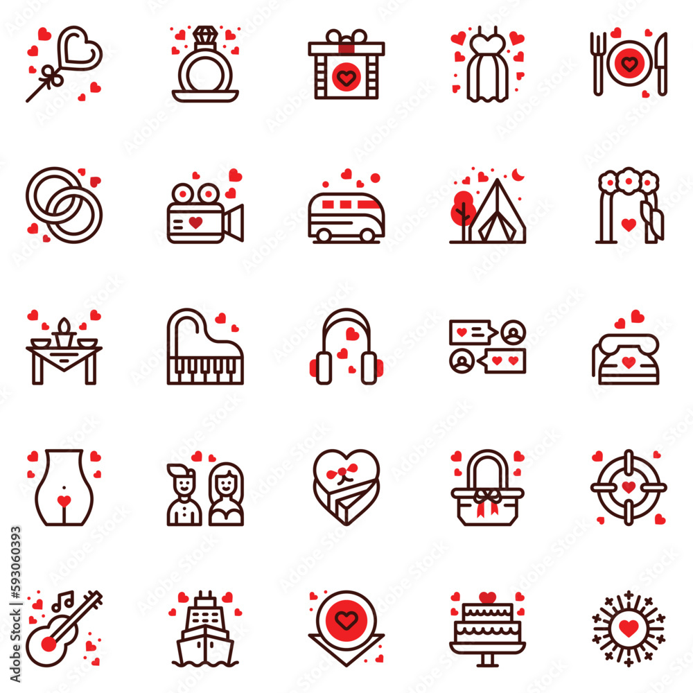 Set of friendship icons. Vector Illustration