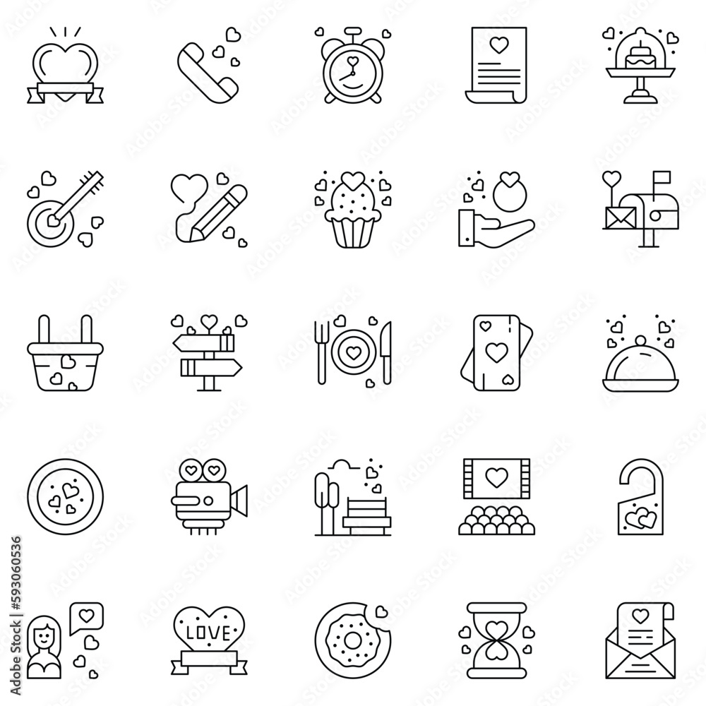 Wedding celebration icons collection. UI icon set.