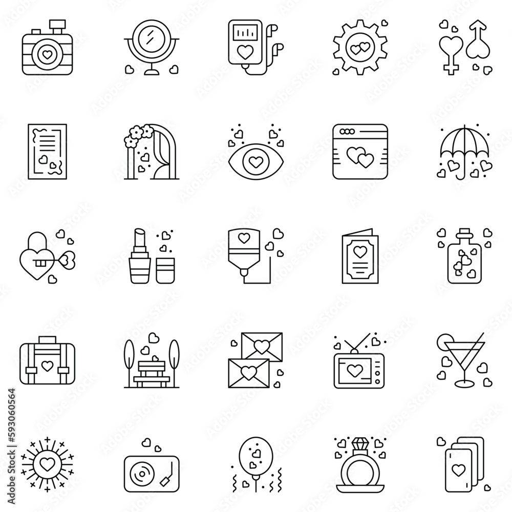 Fototapeta premium wedding icon pack. marrying. ceremony icons.Vector illustration.