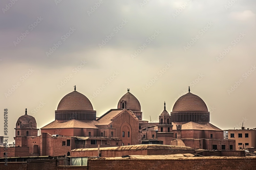 Fototapeta premium Coptic church with the sky as the backdrop. Generative AI
