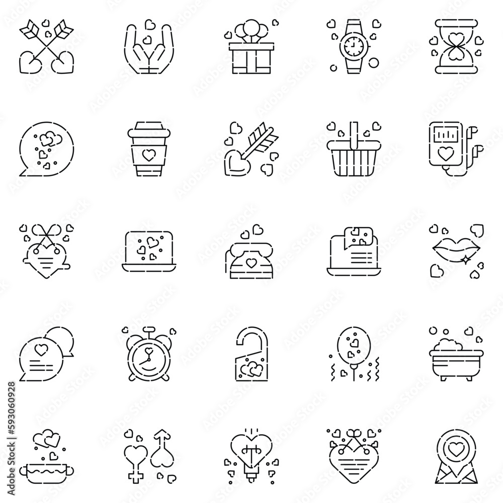 Set of love Icons. Line art Vector illustration. Set of love Icons. Line art Vector illustration.