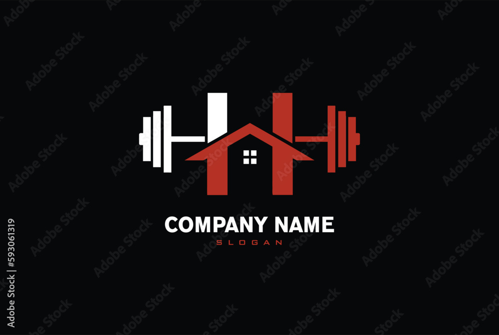 Home GYM Vector Logo Template. home gym logo with letter H.