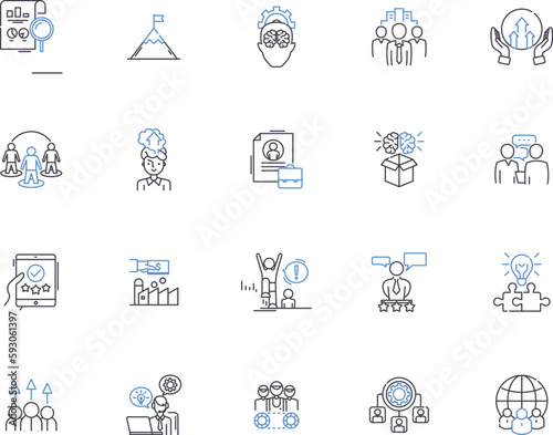 Startup outline icons collection. Entrepreneur, Innovate, Launch, Venture, Company, Business, Funding vector and illustration concept set. Idea, Accelerator,Tech linear signs