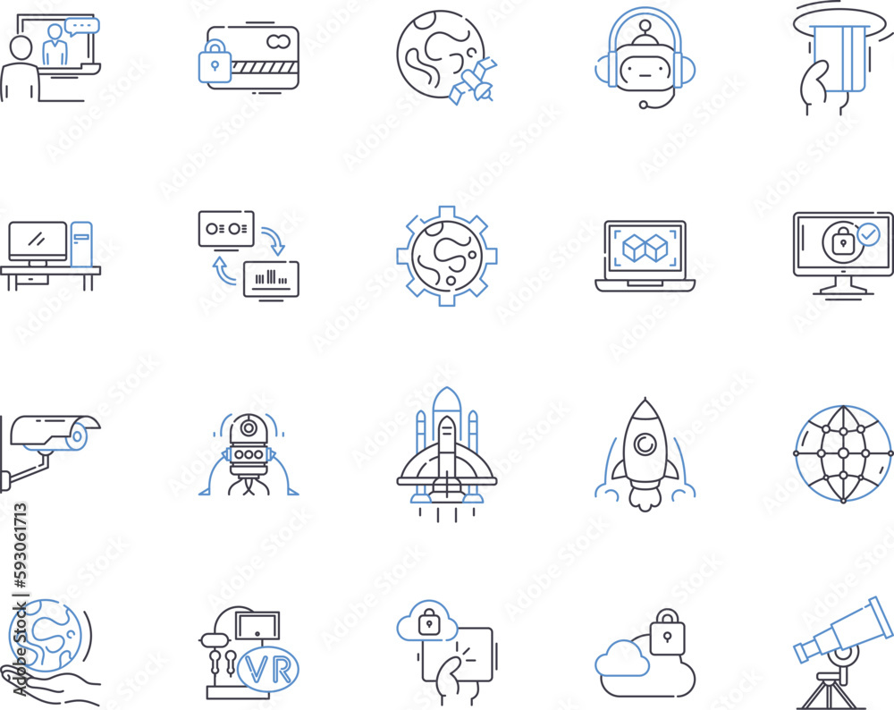 Artificial intelligence outline icons collection. AI, deep learning, machine learning, robotics, neural networks, natural language processing, computer vision vector and illustration concept set Artificial intelligence outline icons collection. AI, deep learning, machine learning, robotics, neural networks, natural language processing, computer vision vector and illustration concept set