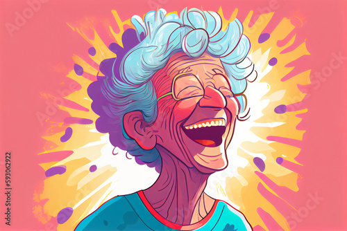 Illustration of happy senior woman