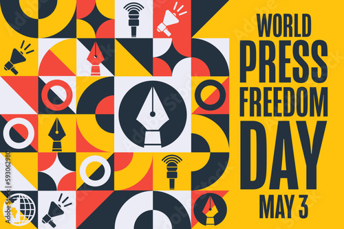 World Press Freedom Day. May 3. Holiday concept. Template for background, banner, card, poster with text inscription. Vector EPS10 illustration.