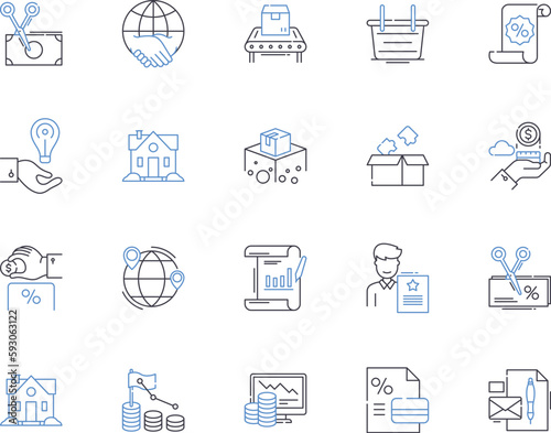 Market income outline icons collection. Income, Market, Earnings, Wages, Profits, Salaries, Remuneration vector and illustration concept set. Returns, Revenues, Dividends linear signs
