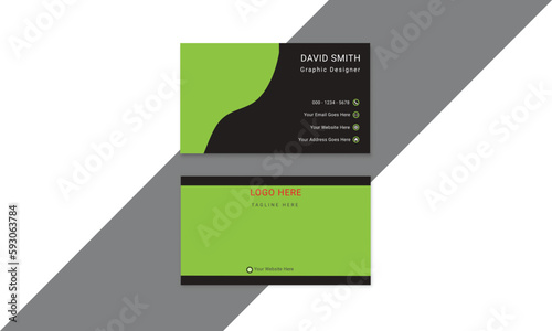 Double-sided creative and modern business card template. Portrait and landscape orientation. Personal visiting card with company logo.