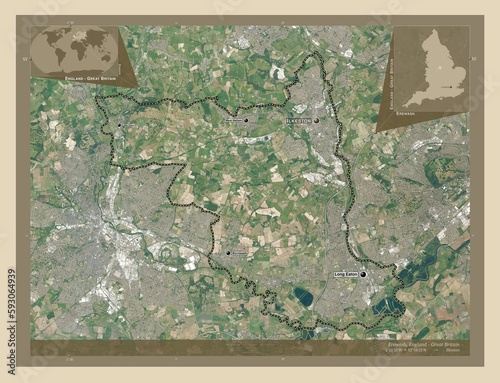 Erewash, England - Great Britain. High-res satellite. Labelled points of cities photo