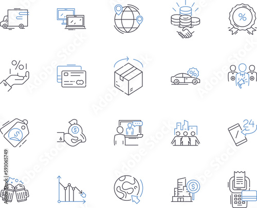 Market income outline icons collection. Income, Market, Earnings, Wages, Profits, Salaries, Remuneration vector and illustration concept set. Returns, Revenues, Dividends linear signs