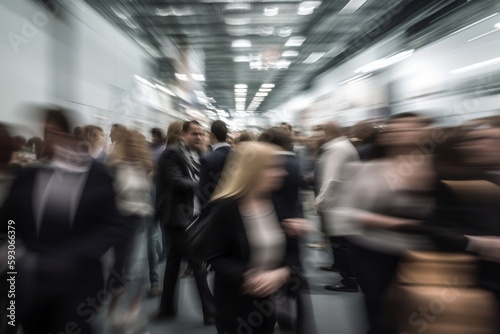 motion blurred motion blur people inside a building, generative ai © davello