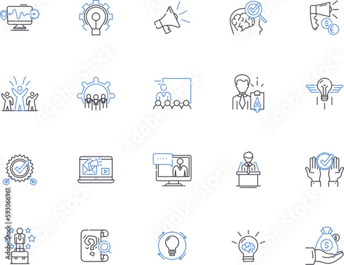 Solution outline icons collection. AnswerResolution, Answer, Remedy, Fix, Cure, Agreement, Explanation vector and illustration concept set. Key, Answer, Proposal linear signs