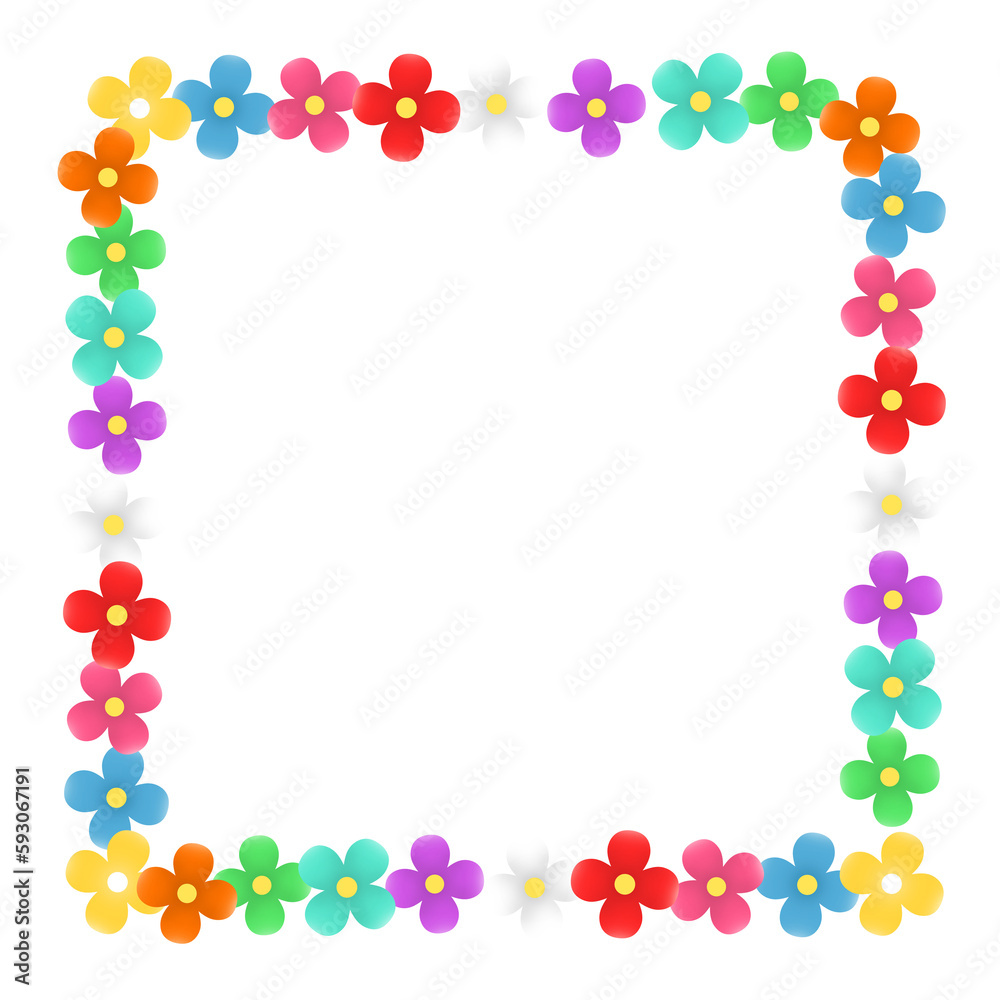 multi colored flower frame square