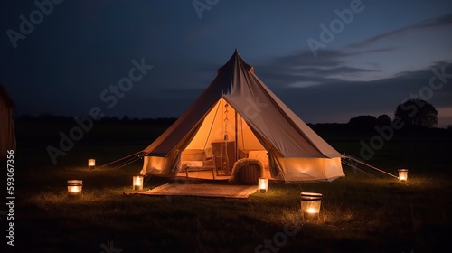 Obraz na płótnie Glamping Luxury - Generative Ai w salonie