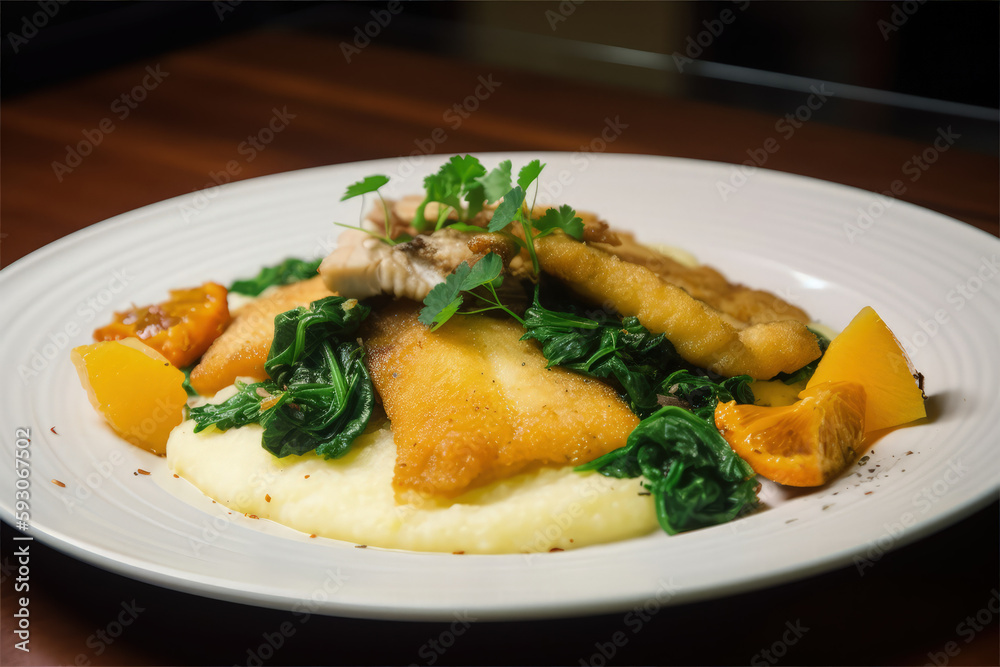 Pangasius with Polenta, Generative AI Pangasius with Polenta, Generative AI