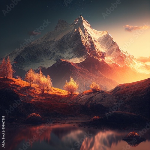 sunset in the mountains