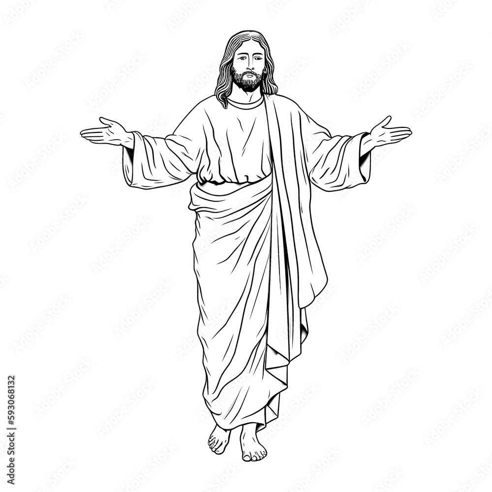 Jesus Walking with Hands Out Vector Illustration 