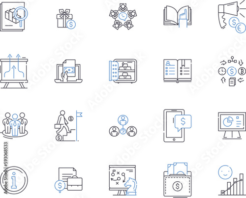 Stocks and bonds outline icons collection. stocks, bonds, investment, securities, equity, debt, market vector and illustration concept set. exchange, trading, broker linear signs