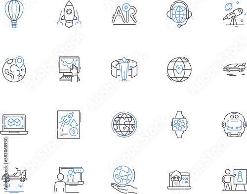 Future outline icons collection. Futurity, Foresee, Prospect, Prospective, Destiny, Prognosis, Futureproof vector and illustration concept set. Promising, Presage, Advancement linear signs
