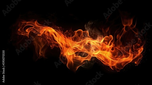 Flames on a distinct black background, Generative AI © 016Graphics
