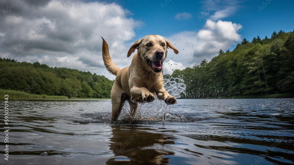 Splash! - A Labrador Retriever jumping into a lake Splash! - A Labrador Retriever jumping into a lake