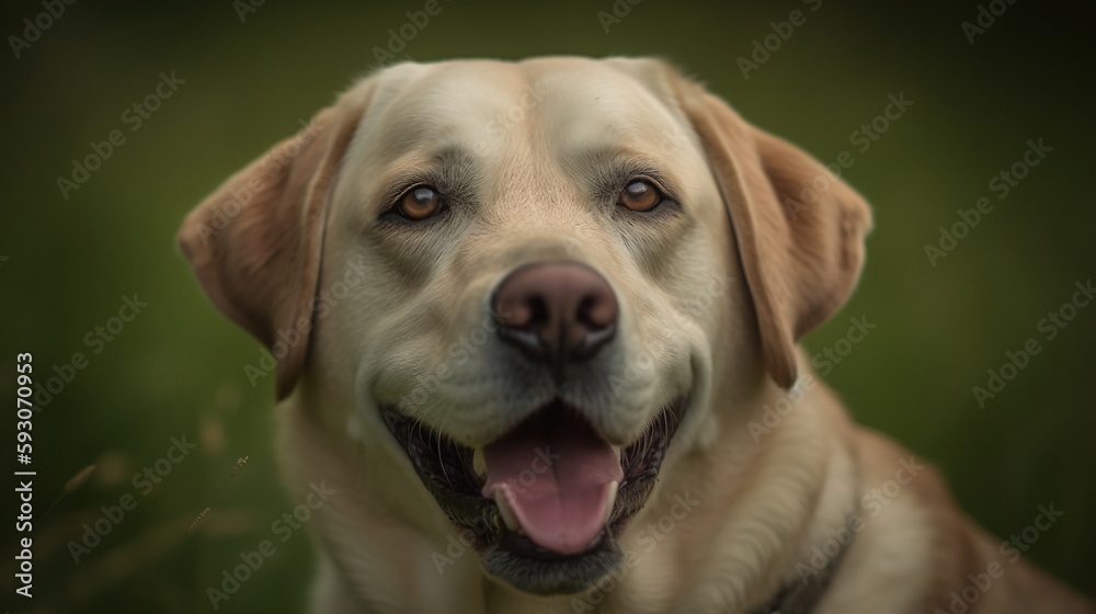 Lovable Labs - A portrait of a happy Labrador Retriever with a wagging tail and playful expression Lovable Labs - A portrait of a happy Labrador Retriever with a wagging tail and playful expression