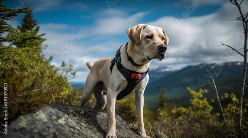 Nature Lover - A Labrador Retriever enjoying the great outdoors with a hike in the mountains