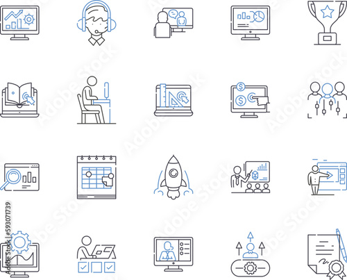 Corporation staff outline icons collection. Employees, Executives, Management, Personnel, Workers, Staffing, Personnel vector and illustration concept set. Officials, Administrators, Professionals