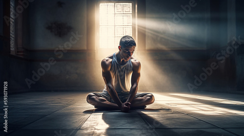 Mann beim meditieren KI