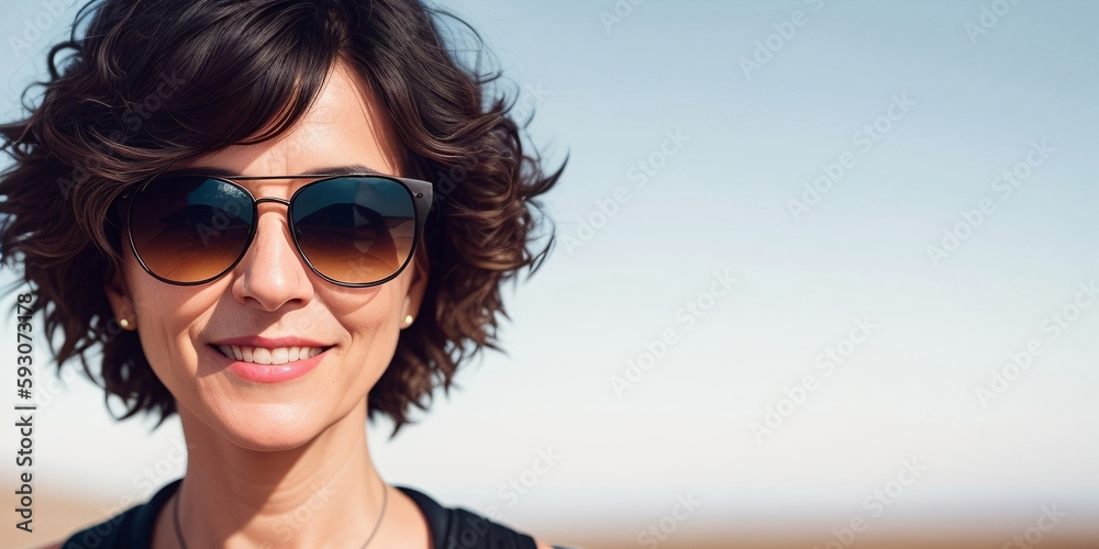 Woman wearing sunglasses, generative ai Woman wearing sunglasses, generative ai
