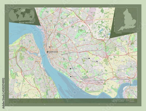 Liverpool, England - Great Britain. OSM. Labelled points of cities photo