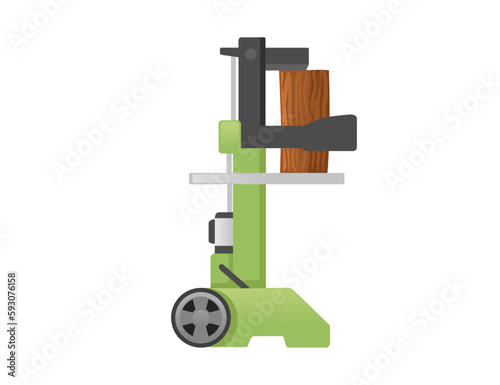 Electric portable log splitter with wheels vector illustration isolated on white background