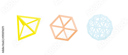Abstract geometric shapes in isolated background, 3d rendering. Pastel coloured simple objects, abstract background
