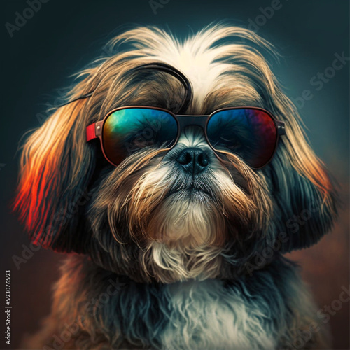 Shih Tzu Portrait mit cooler Sonnenbrille © Dennis