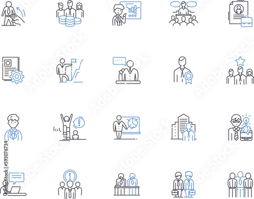 Businessman outline icons collection. Entrepreneur, Executive, Tycoon, Investor, Leader, Mogul, Administrator vector and illustration concept set. Jack-of-all-trades, Manager, Director linear signs