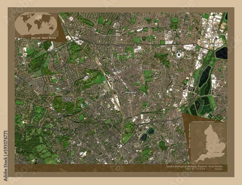 London Borough of Haringey, England - Great Britain. Low-res satellite. Labelled points of cities photo