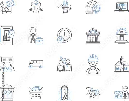 Urban lifestyle outline icons collection. Urban, lifestyle, city, metropolis, living, high-rise, skyscraper vector and illustration concept set. transportation, commuting, diversity linear signs