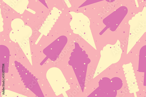 seamless summer pattern with different ice creams- vector illustration