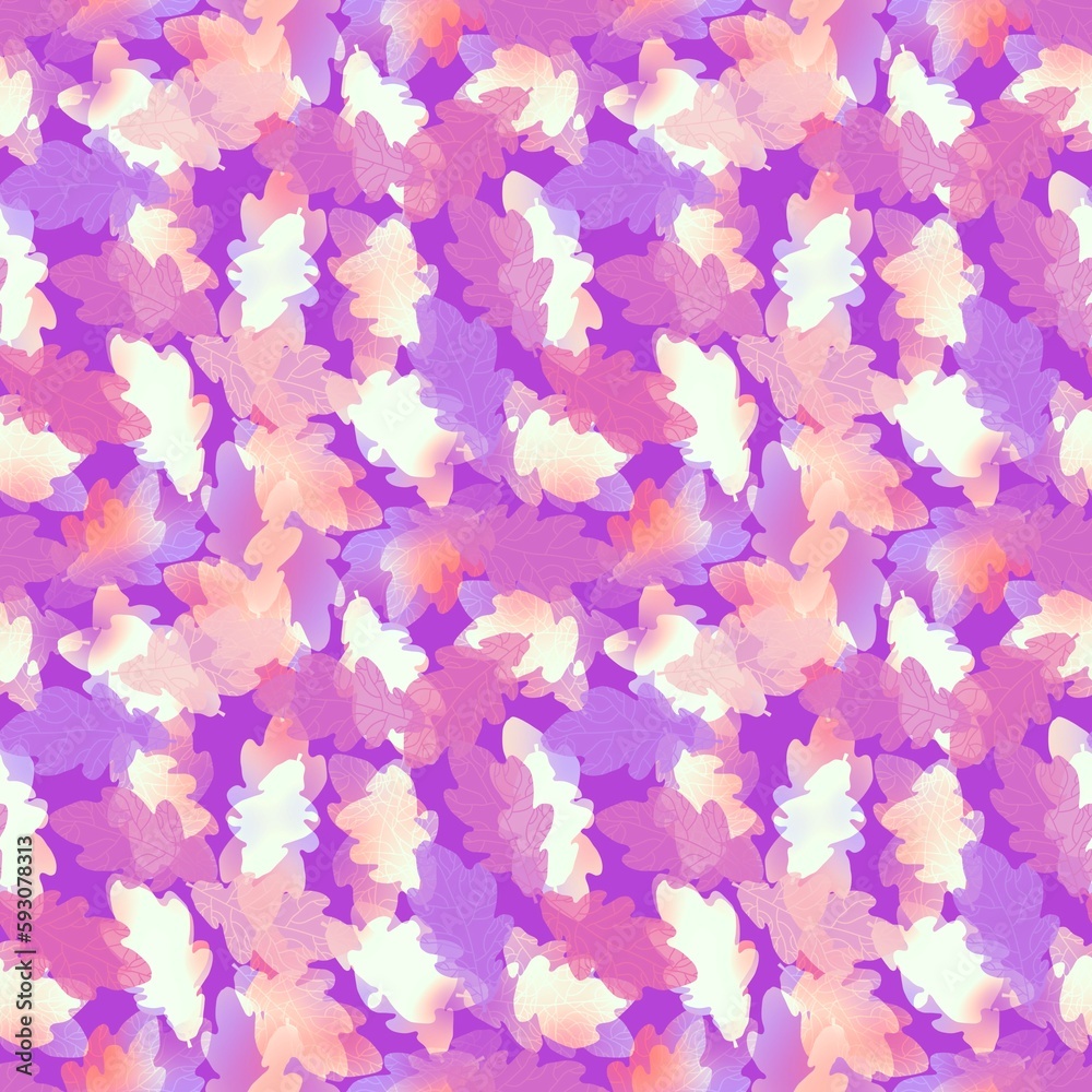 Fototapeta premium Autumn oak leaves seamless floral pattern for wrapping paper and fabrics and linens and kids clothes print