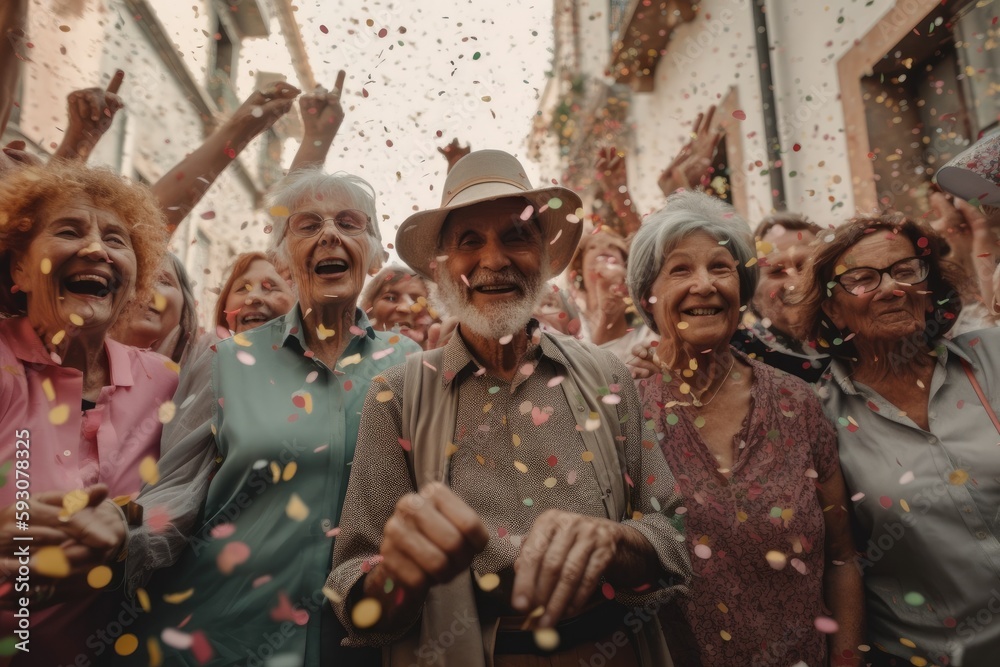 Heartwarming moment captured at a lively pride festival, where confetti rains down Generative AI Heartwarming moment captured at a lively pride festival, where confetti rains down Generative AI