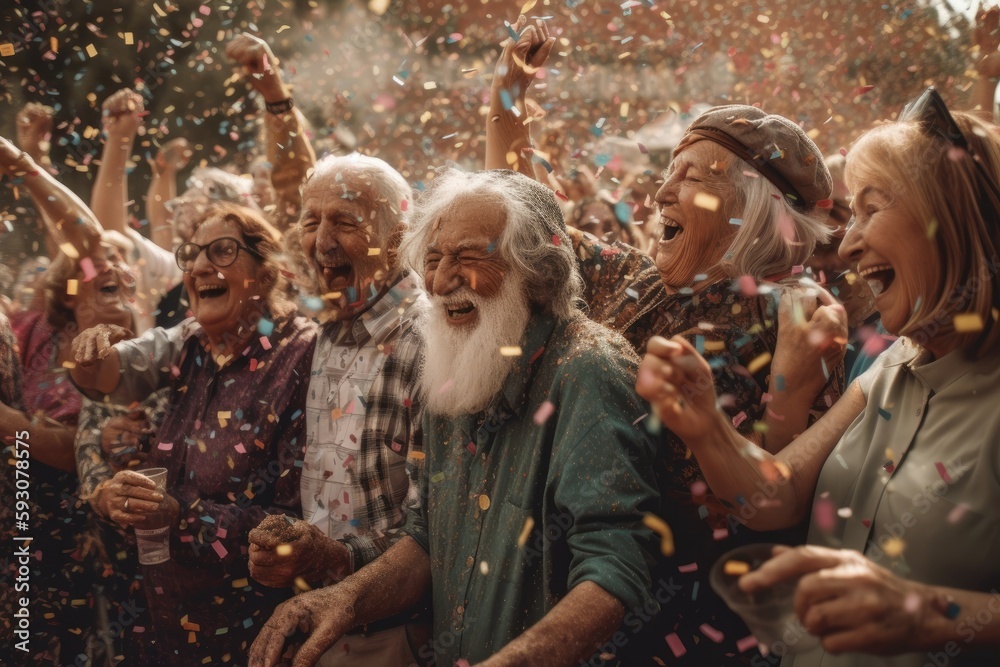 Heartwarming moment captured at a lively pride festival, where confetti rains down Generative AI