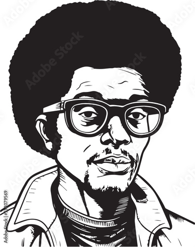 Vintage man  60s style young man . Retro comics black and white ink drawing, American cartoon advertising illustration, vector, SVG
