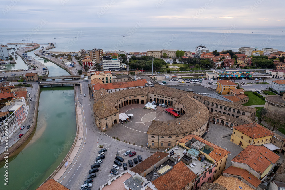 Fototapeta premium Aerial view of Italian town Senigallia