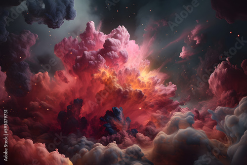 a purple nebula and star image  in the style of photorealistic surrealism  clouds in space background with nebula and stars  environment map